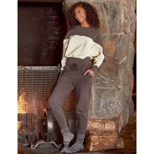 Beyond Yoga Sweatshirt Small Purple Cream Long Sleeve Pullover Line It Up
